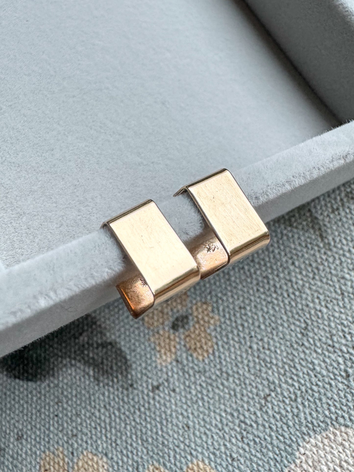 14K Square Post-Back Huggies