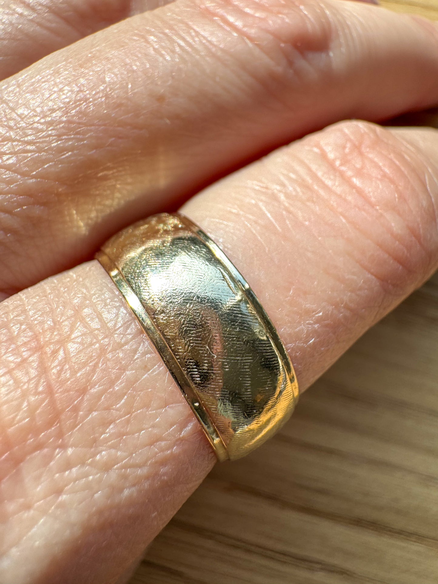 14K Textured Wedding Band