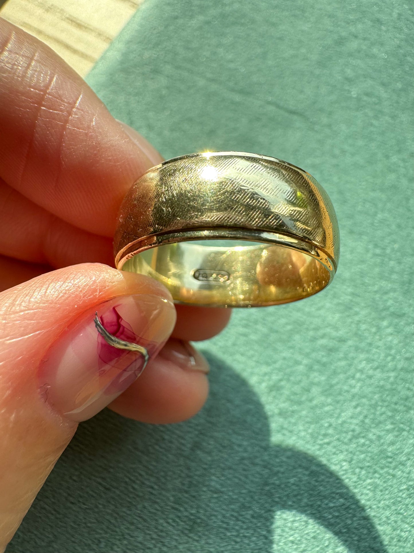 14K Textured Wedding Band